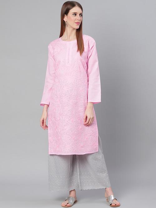 chikankari straight kurta - 17457219 - Very Small Image - 1