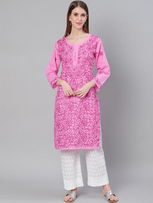 chikankari straight kurta - 17457221 - Very Small Image - 1