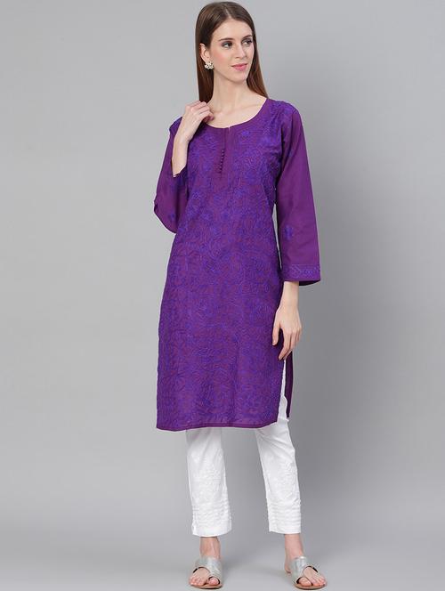 chikankari straight kurta - 17457224 - Very Small Image - 1