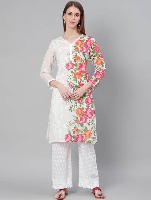chikankari straight kurta - 17457229 - Very Small Image - 1