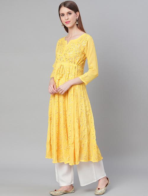 chikankari anarkali kurta - 17457233 - Very Small Image - 1