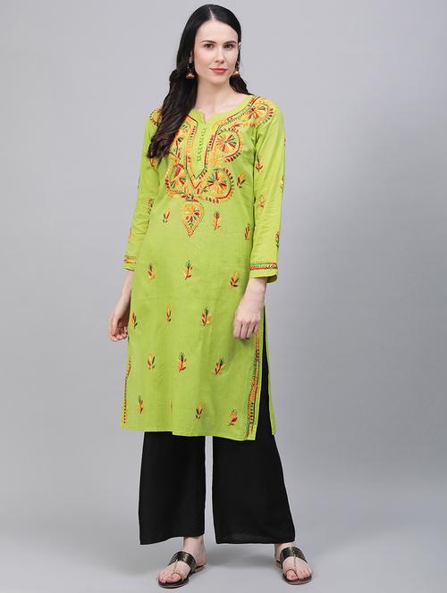chikankari straight kurta - 17457248 - Very Small Image - 1