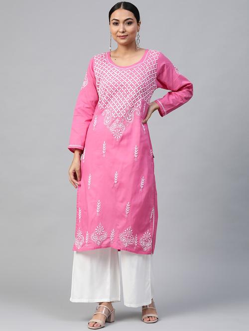 chikankari straight kurta - 17457250 - Very Small Image - 1