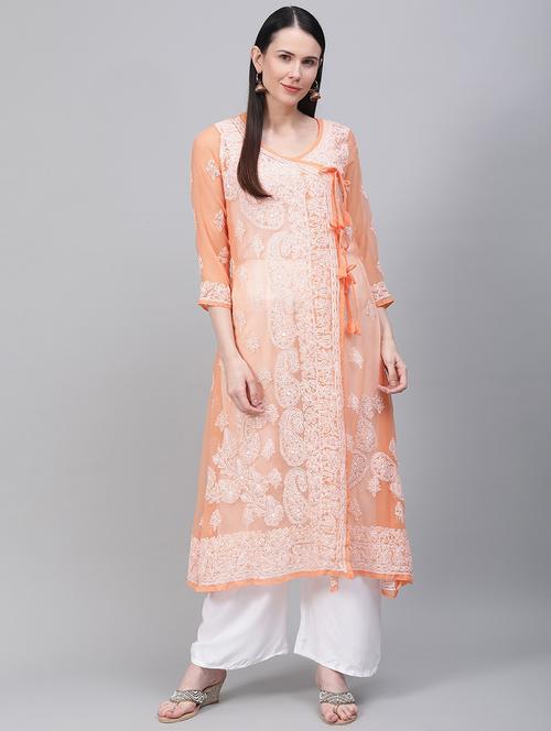 chikankari angrakha kurta - 17457256 - Very Small Image - 1