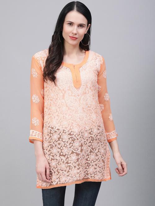 chikankari straight kurti - 17457278 - Very Small Image - 1