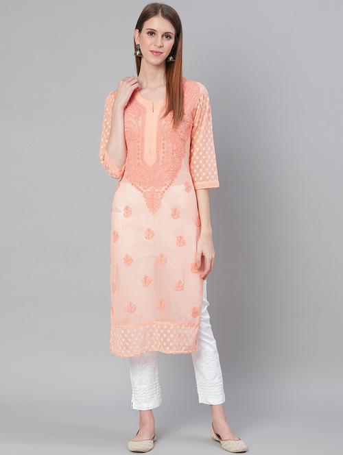 chikankari kurta pant set - 17457321 - Very Small Image - 1