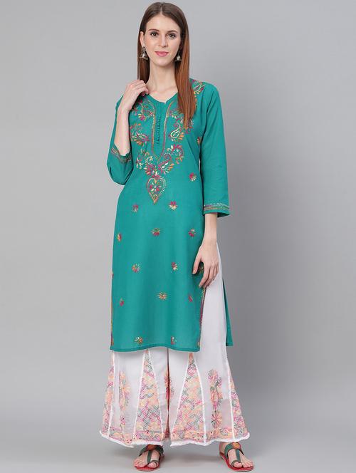 chikankari kurta sharara set - 17457331 - Very Small Image - 1
