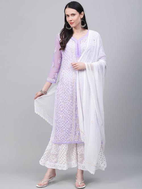 chikankari suit set - 17457338 - Very Small Image - 1