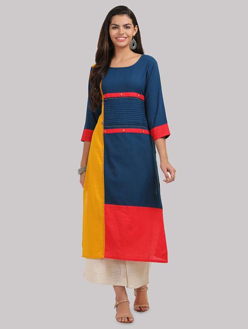 women's straight kurta - 17457674 - Very Small Image - 1