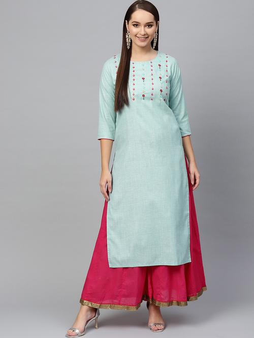 embroidered straight kurta - 17457680 - Very Small Image - 1