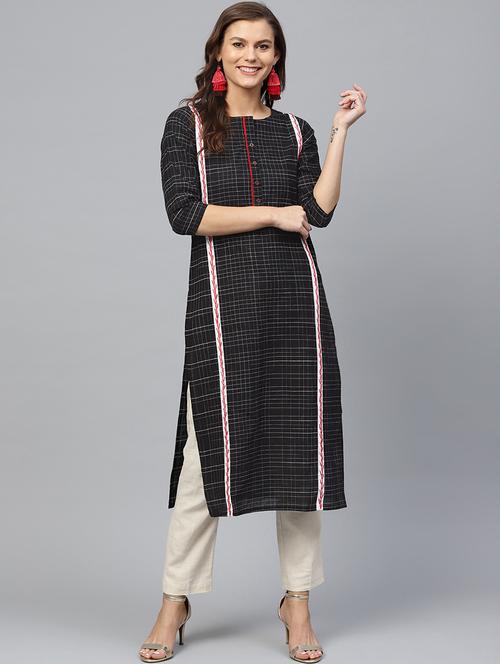 checkered straight kurta - 17457707 - Very Small Image - 1