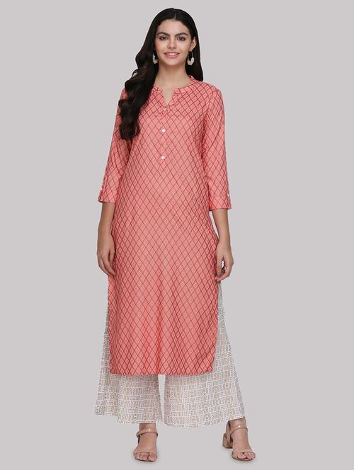 checkered straight kurta - 17457730 - Very Small Image - 1
