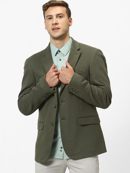 olive green single breasted casual blazer - 17457823 - Very Small Image - 1