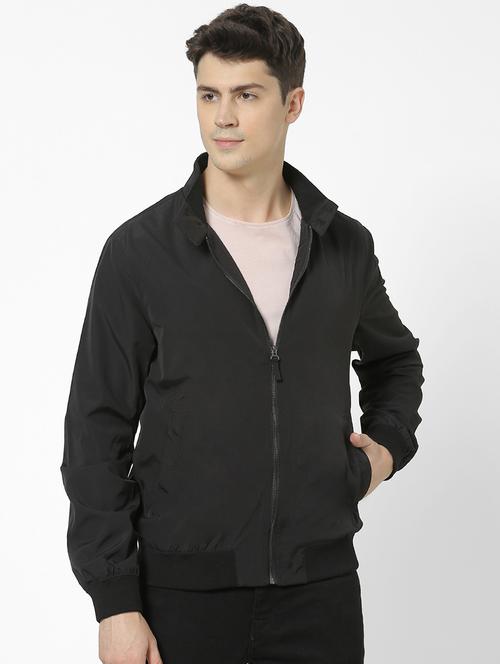 black solid casual jacket - 17457845 - Very Small Image - 1
