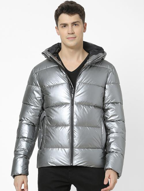 grey solid quilted jacket - 17457850 - Very Small Image - 1