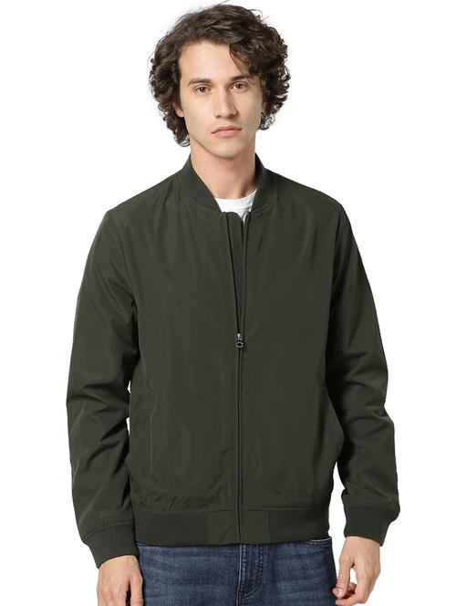 olive green solid bomber jacket - 17457868 - Very Small Image - 1