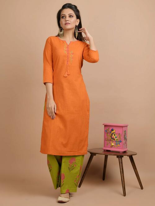 embroidered kurta palazzo set - 17458520 - Very Small Image - 1