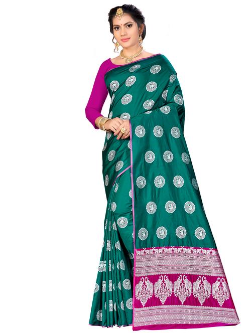 self design woven saree with blouse - 17458792 - Very Small Image - 1
