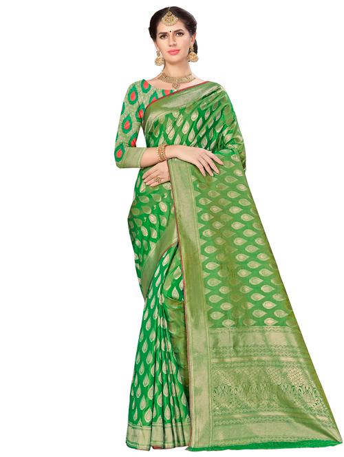 self design woven saree with blouse - 17458796 - Very Small Image - 1