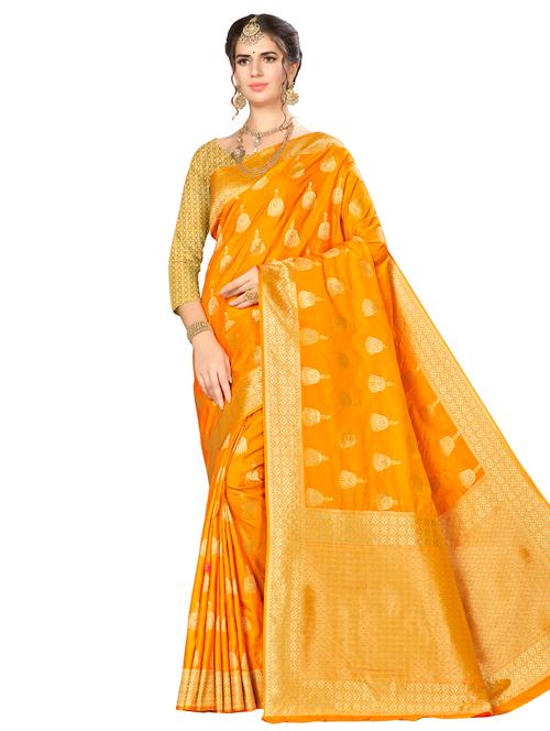 self design woven saree with blouse - 17458801 - Very Small Image - 1