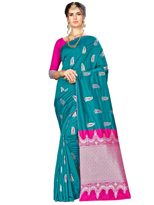 paisley woven saree with blouse - 17458805 - Very Small Image - 1