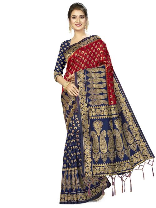 ethnic motifs woven saree with blouse - 17458841 - Very Small Image - 1