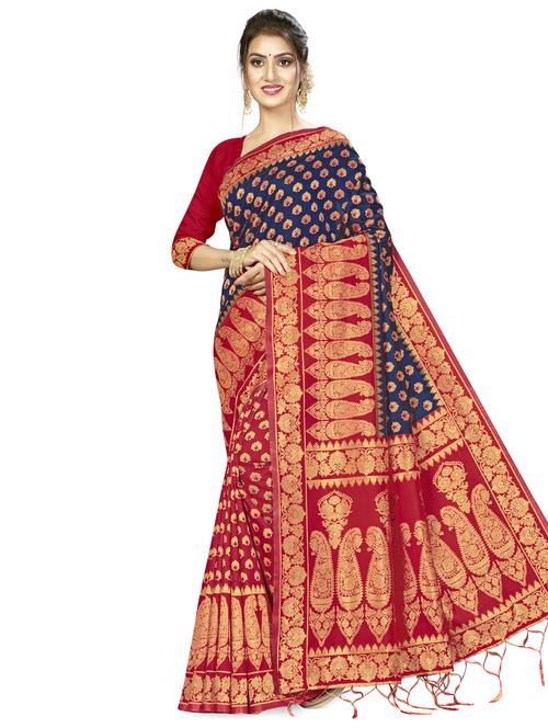 ethnic motifs woven saree with blouse - 17458842 - Very Small Image - 1