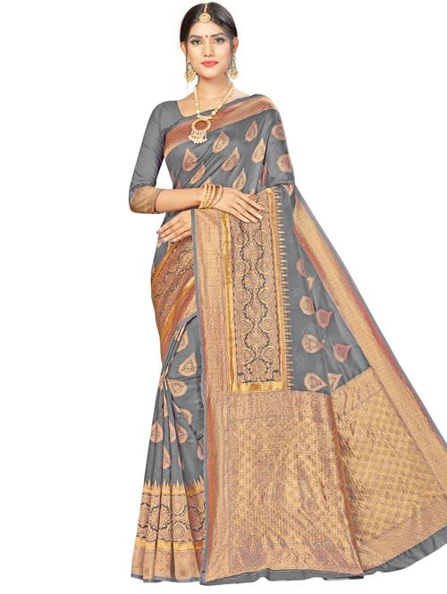 self design woven saree with blouse - 17458848 - Very Small Image - 1