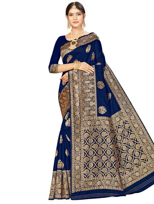 self design woven saree with blouse - 17458855 - Very Small Image - 1