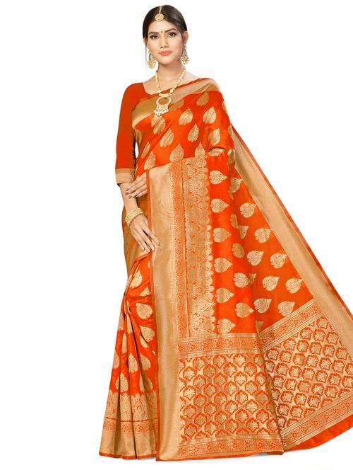 ethnic motifs woven saree with blouse - 17458864 - Very Small Image - 1