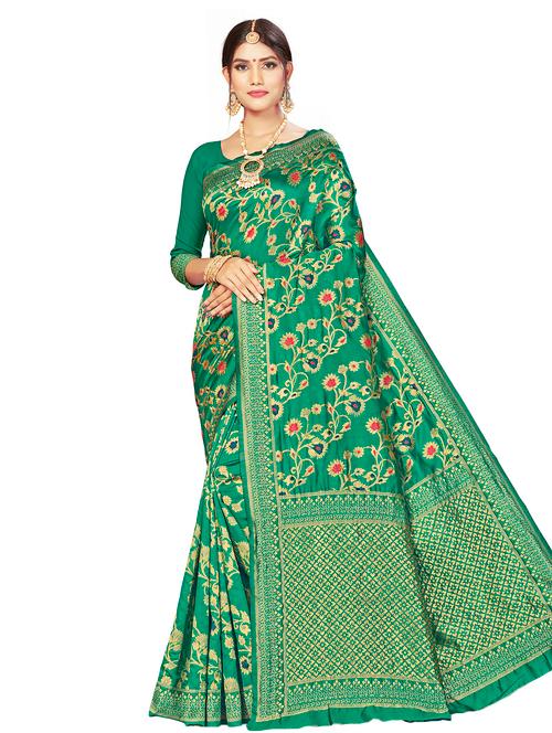 floral woven saree - 17458889 - Very Small Image - 1