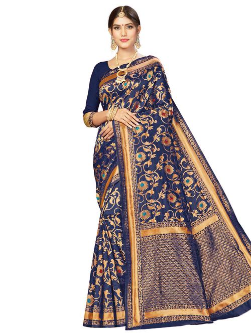 self design woven saree with blouse - 17458899 - Very Small Image - 1