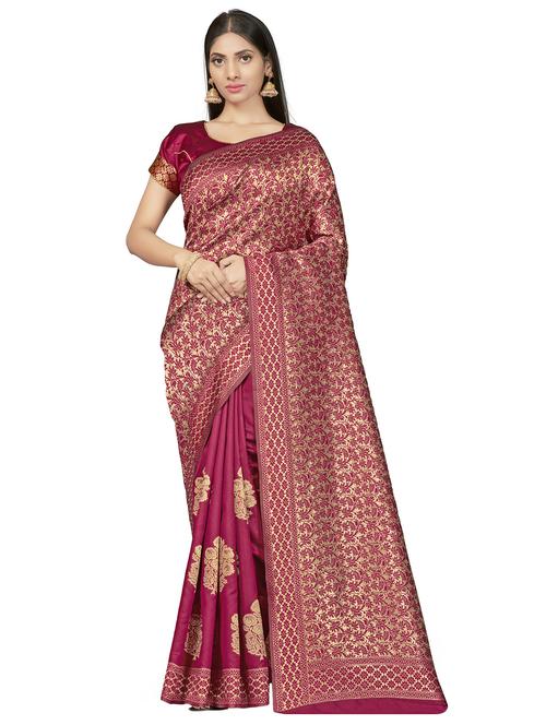self design woven saree with blouse - 17458906 - Very Small Image - 1