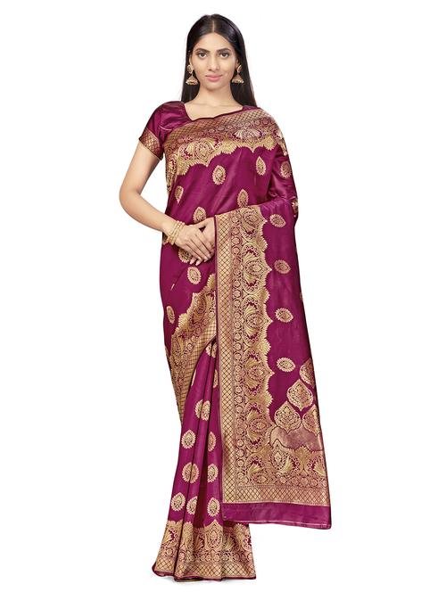 self design woven saree with blouse - 17458922 - Very Small Image - 1
