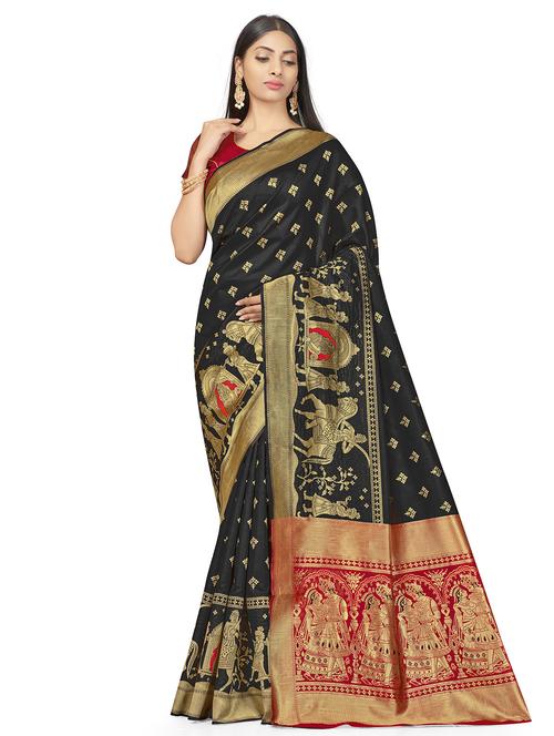 self design woven saree with blouse - 17458931 - Very Small Image - 1