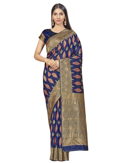 self design woven saree with blouse - 17458932 - Very Small Image - 1