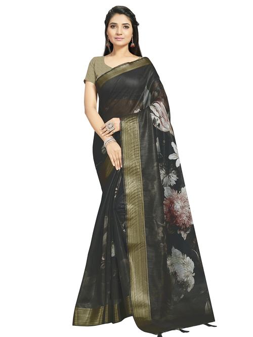 floral printed saree with blouse - 17458941 - Very Small Image - 1
