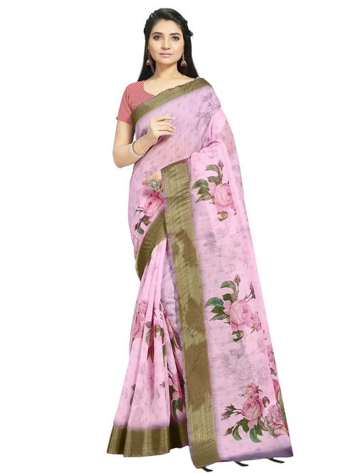 floral printed saree with blouse - 17458942 - Very Small Image - 1