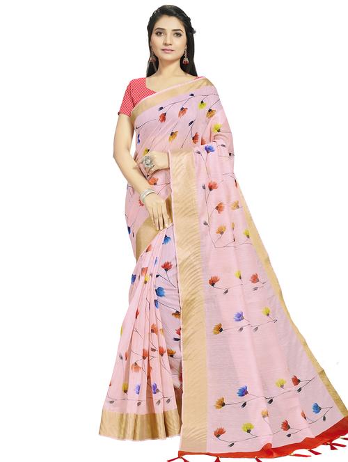 floral printed saree with blouse - 17458945 - Very Small Image - 1
