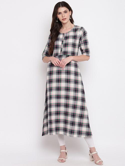 check print a-line kurta - 17459411 - Very Small Image - 1