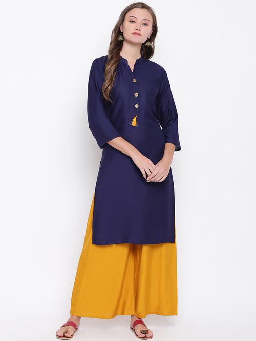 solid straight kurta - 17459423 - Very Small Image - 1