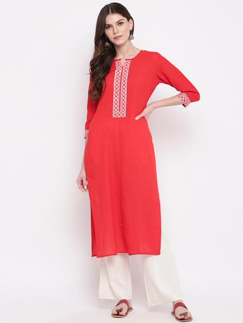 women's straight kurta - 17459472 - Very Small Image - 1