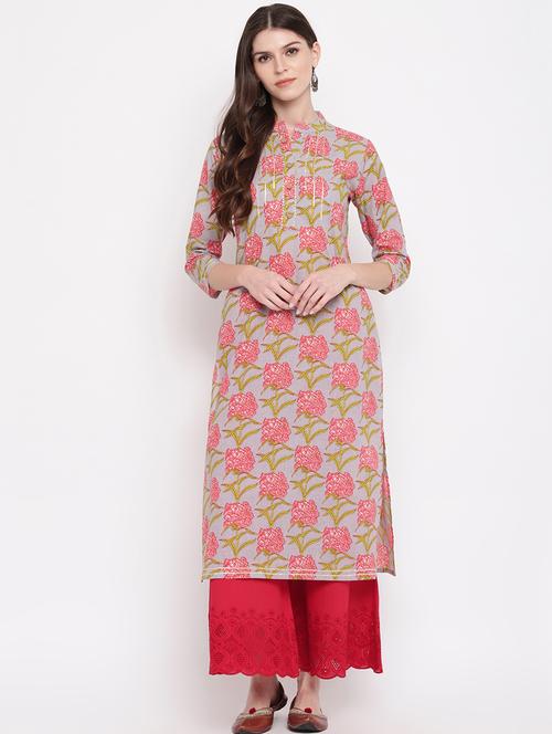 floral straight kurta - 17459518 - Very Small Image - 1