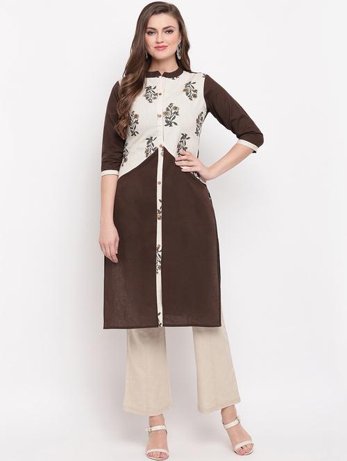 color block straight kurta - 17459527 - Very Small Image - 1