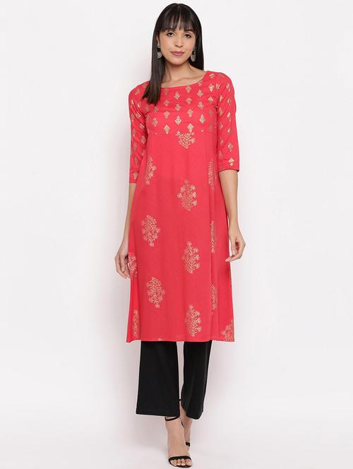 foil print a-line kurta - 17459538 - Very Small Image - 1