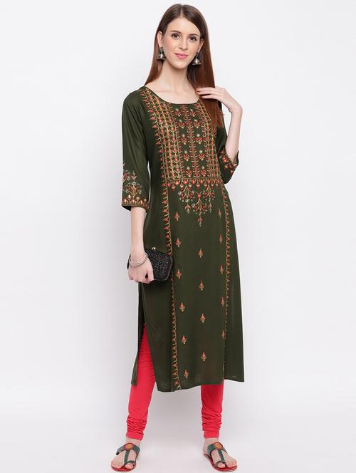 women's straight kurta - 17459546 - Very Small Image - 1