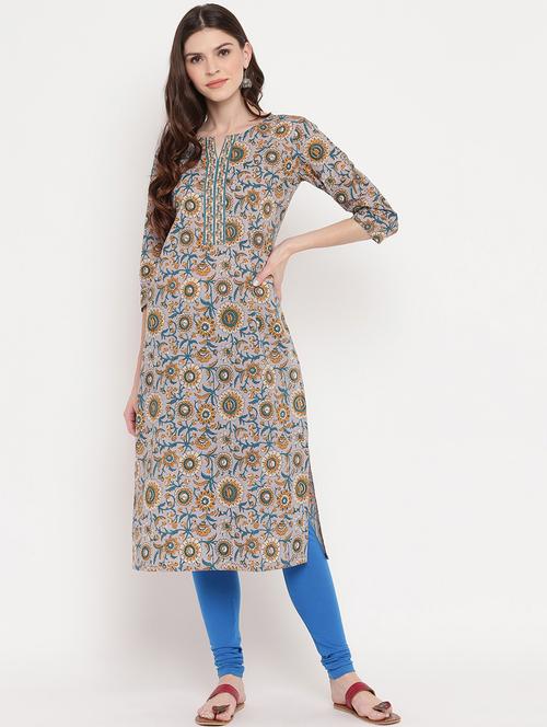 floral straight kurta - 17459551 - Very Small Image - 1