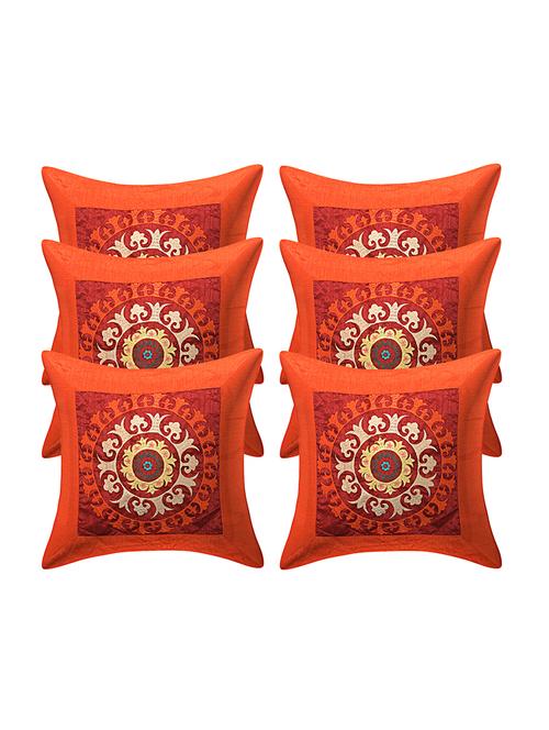 rayon embroidery assorted cushion cover (pack of 6) - 17459592 - Very Small Image - 1