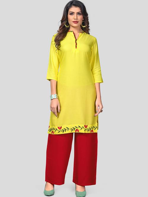 embroidered kurta palazzo set - 17459650 - Very Small Image - 1