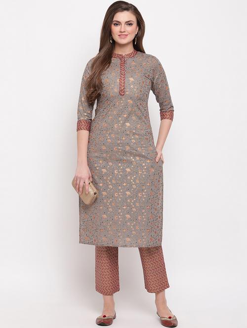 foil print kurta pant set - 17459666 - Very Small Image - 1